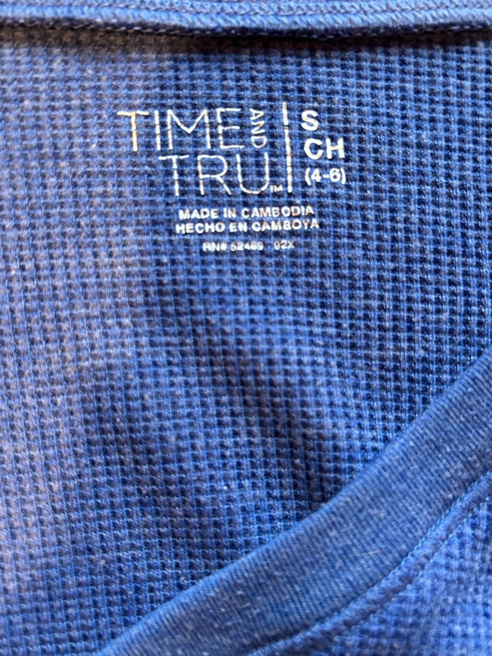 Women’s Blue Waffle Long Sleeve - Picture 3 of 3